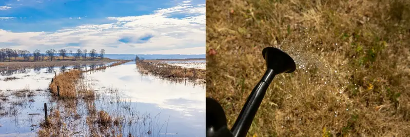 Illustration över mycket och lite vatten i vårt landskap.