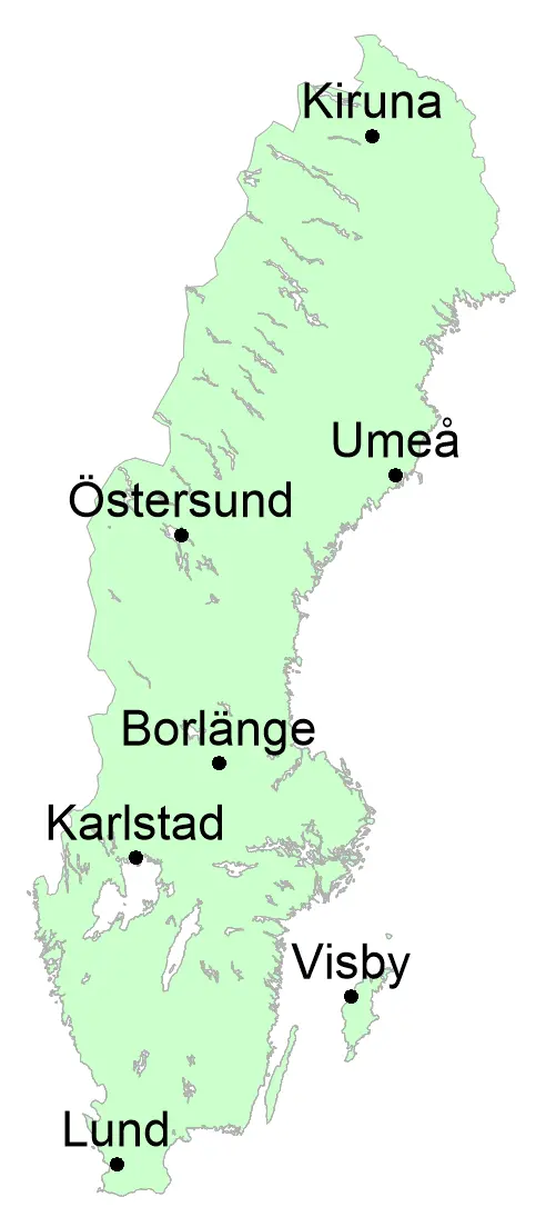 Karta med stationernas läge