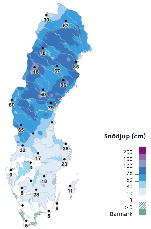 Karta snödjup 20210204.