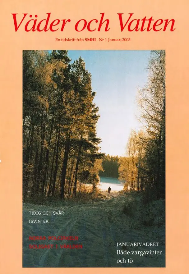 Omslag till tidskriften Månadens väder och vatten, 1 numret 2003.