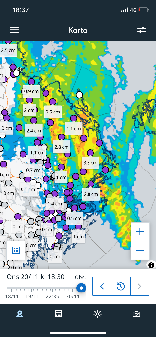 Skärmbild från tjänsten vinterväg