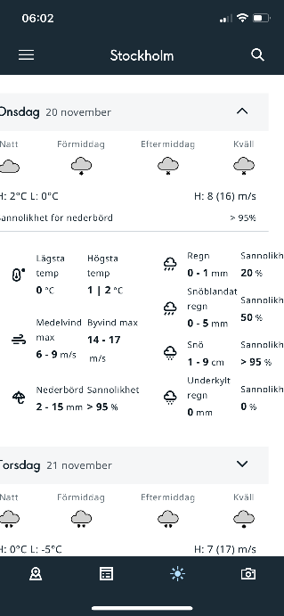 Skärmbild från appen vinterväg