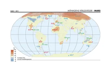 Karta över månadens väder i mars.