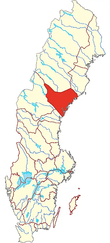Karta över Sverige där ångermanland är utmappad