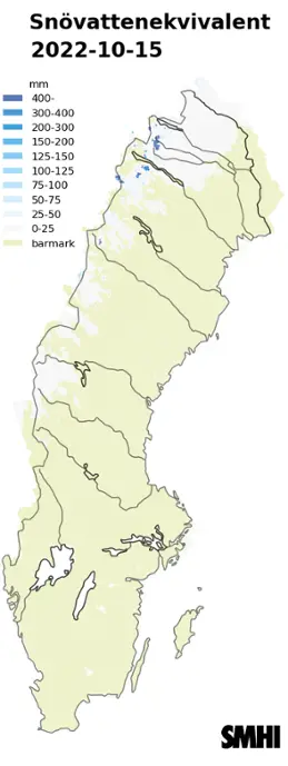 Kartan visar beräknad markvattenhalt 15 oktober 2022.