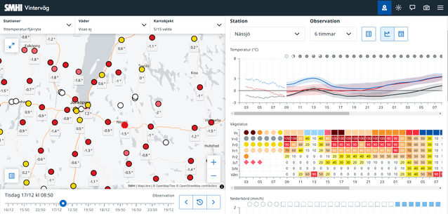 Skärmbild från tjänsten vinterväg