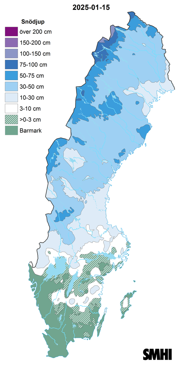 Nederbörden i procent av normalperioden 1991-2020 för december 2024.