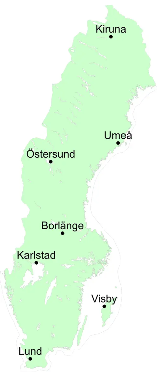 Karta med stationernas läge
