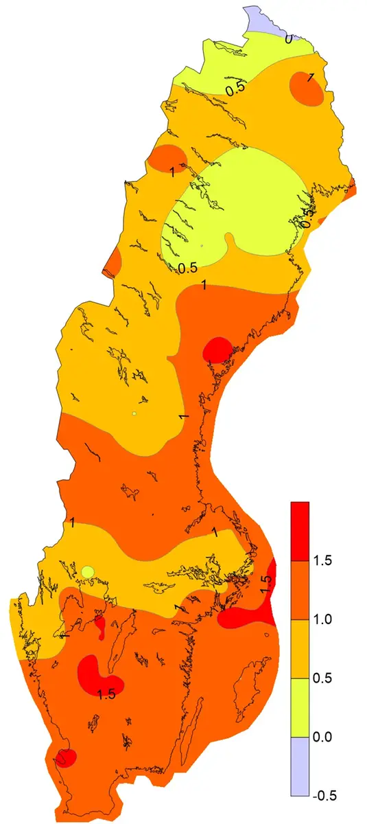 Differens i högsta mintemp