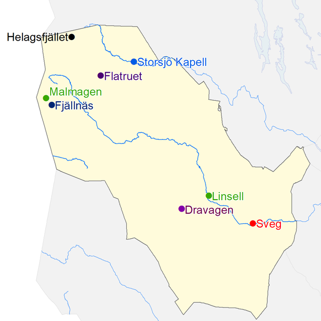 Karta över platser där väderextremer för Härjedalen har uppmätts