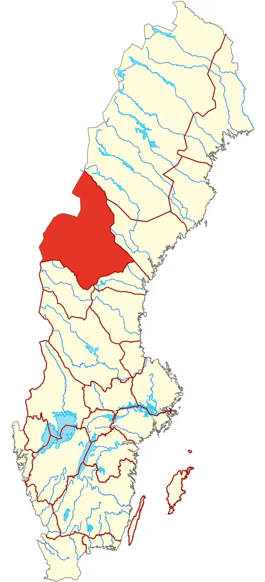 Karta över Sverige där Jämtland är markerad