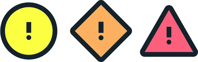 Symbol för gul, orange och röd varningsnivå.