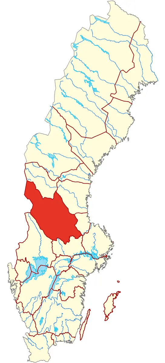 Karta över Sverige där Dalarna är markerad