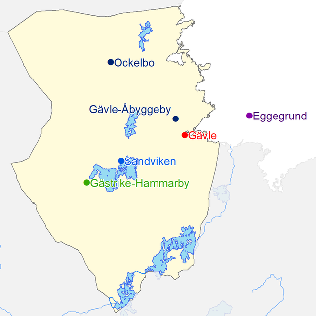 Karta över platser där väderextremer för Gästrikland har uppmätts