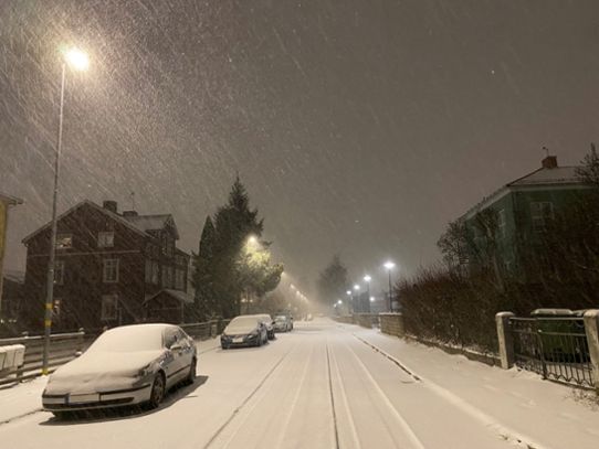 Snöfall i Karlstad den 31 december 2024